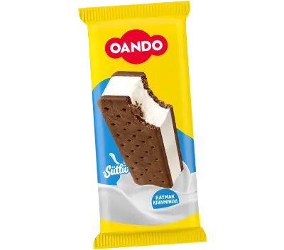 Oando Sandviç sütlü vanilyalı dondurma ve kakaolu bisküvi